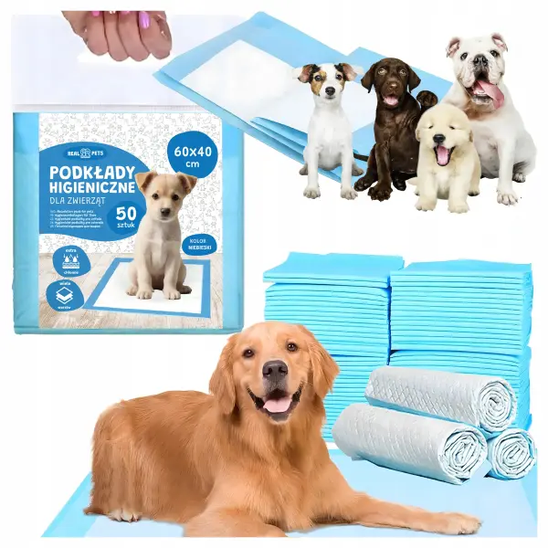 XL Hygienische Hundeunterlagen 60 x 40 cm – 50 Stück, 5-lagig und extra saugstark