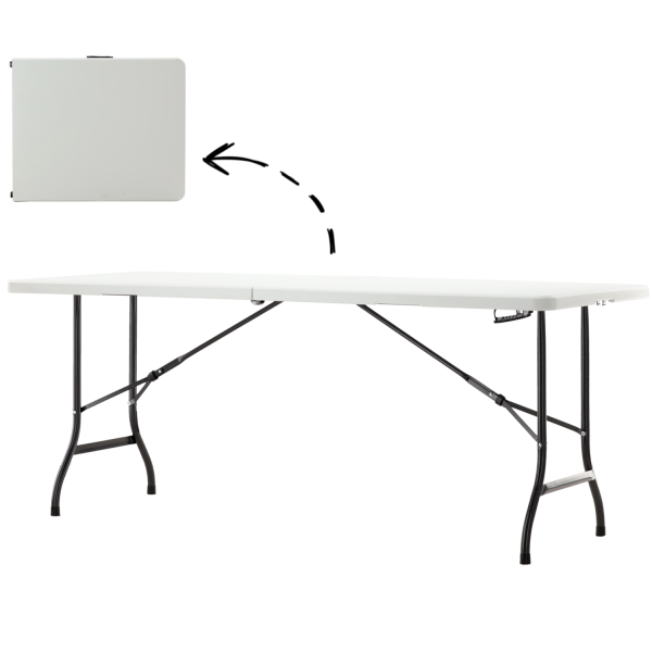 Klappbarer Catering-Tisch 180 x 70 x 74 cm – Weiß, Wetterfest und Belastbar bis 150 kg