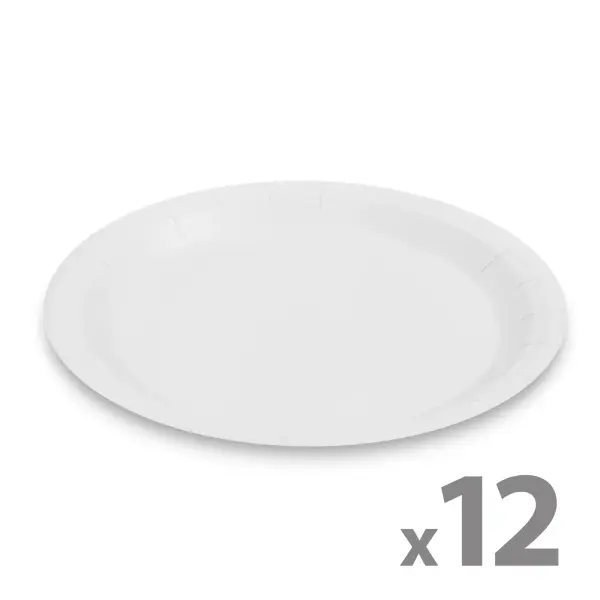 Pappteller-Set – Weiß – 23 cm – 12 Stück