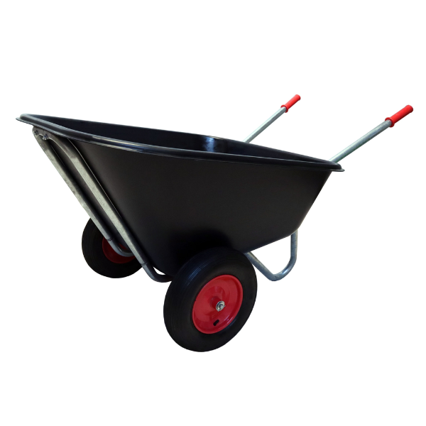 Gartenschubkarre mit 2 Lufträdern – 280 Liter Fassungsvermögen – 150 kg Tragkraft – Schwarz